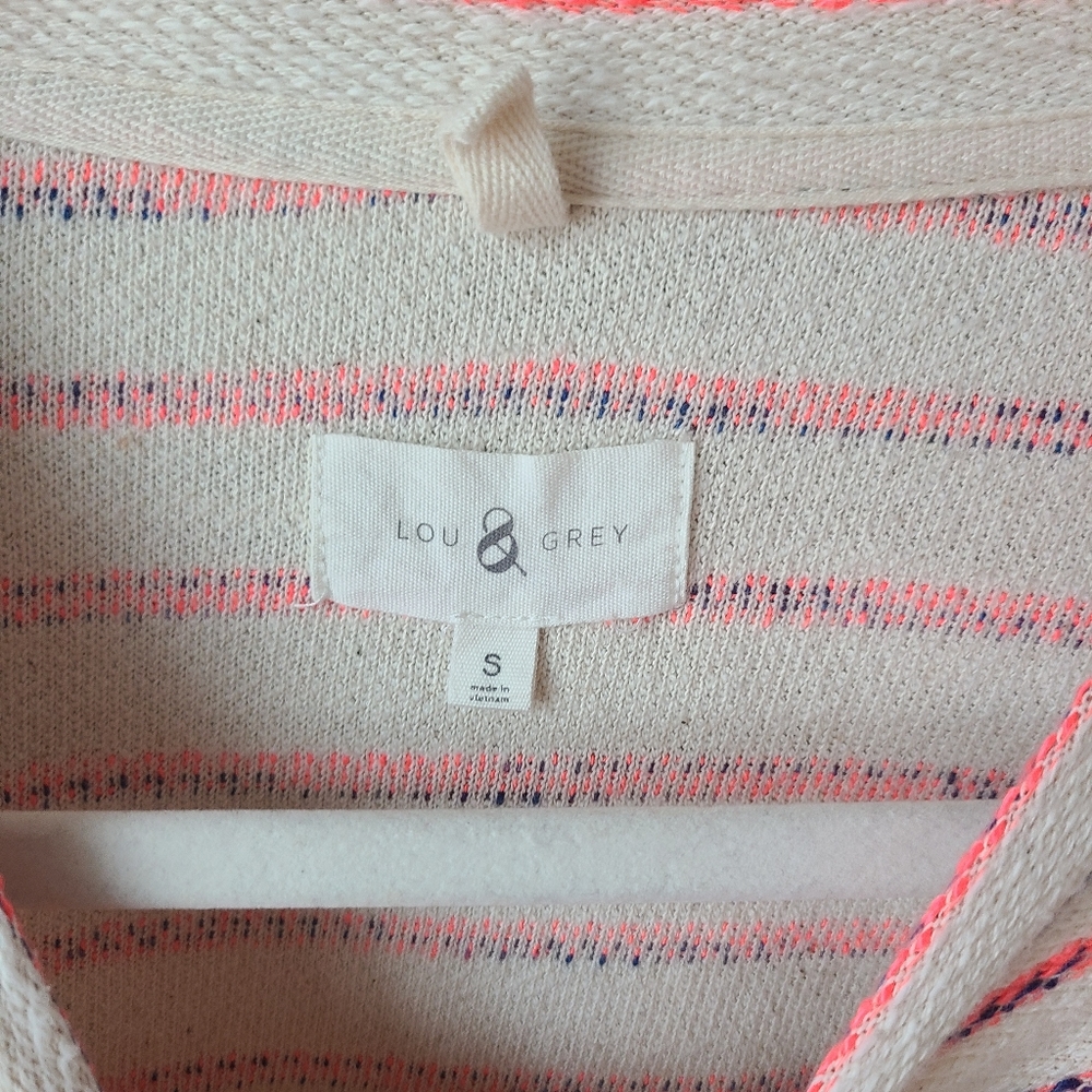 Lou & Grey Neon Striped Terry Pocket Top, Size Small - Picture 5 of 6
